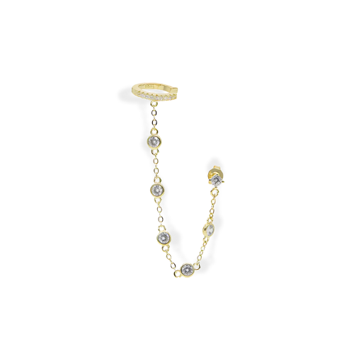 Diamond Dangle Ear Cuff Post Earring