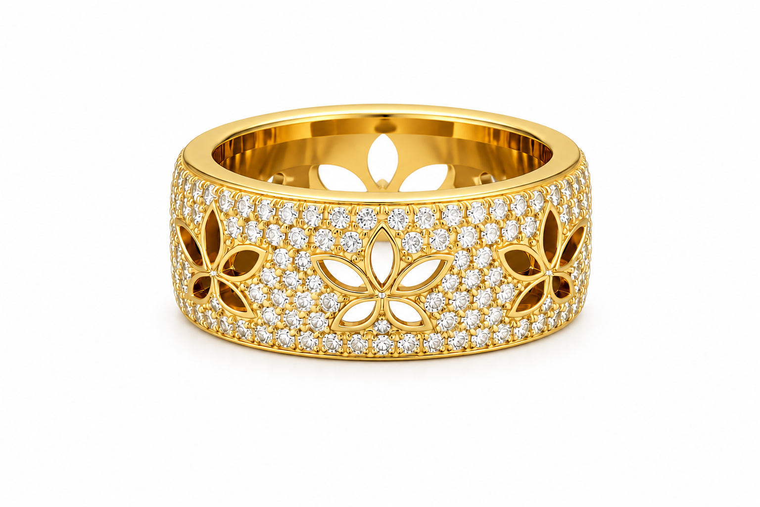 Golden Bloom Pavé Ring