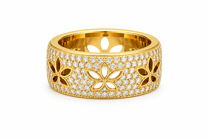 Golden Bloom Pavé Ring