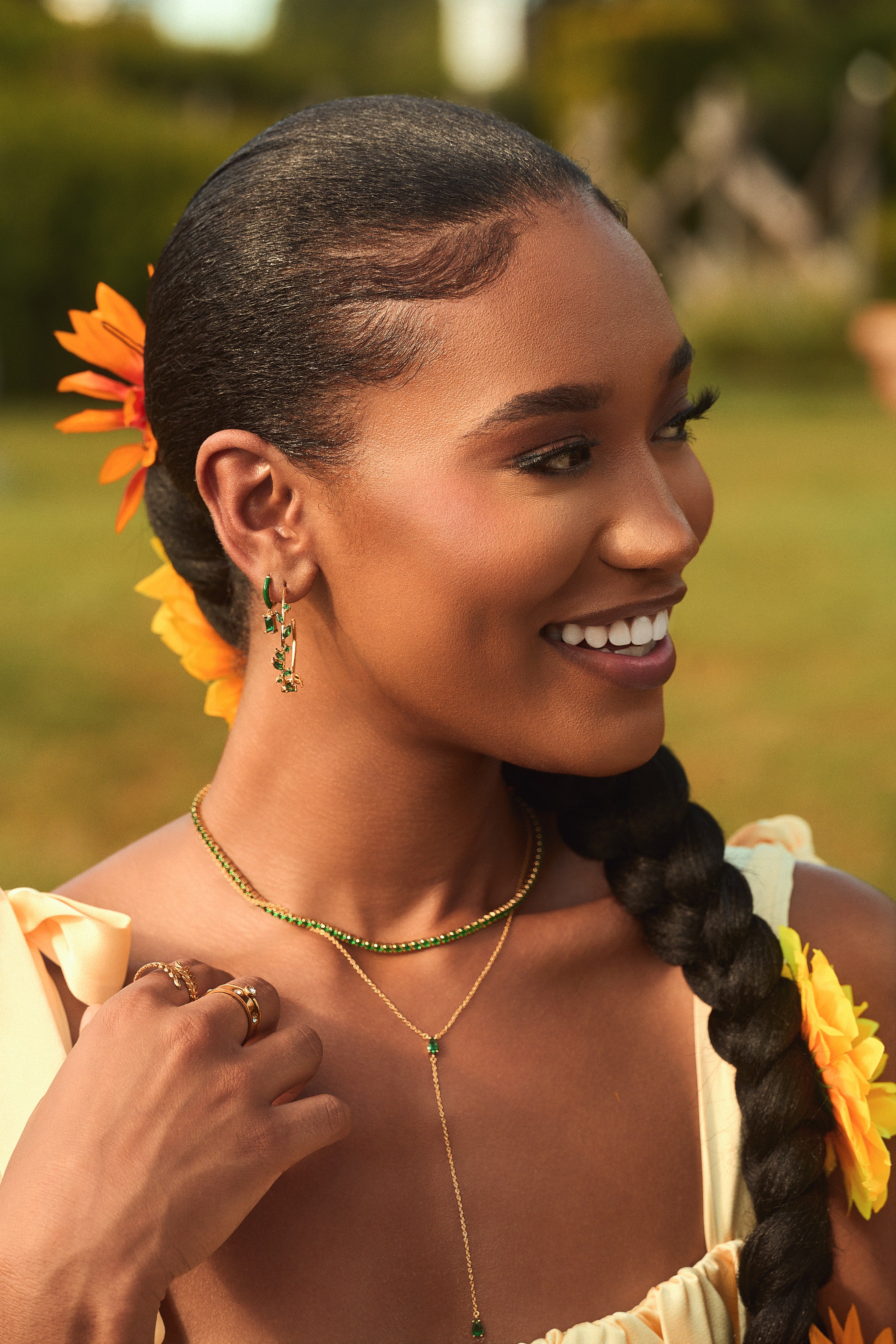 Eden Emerald Hoop Earrings