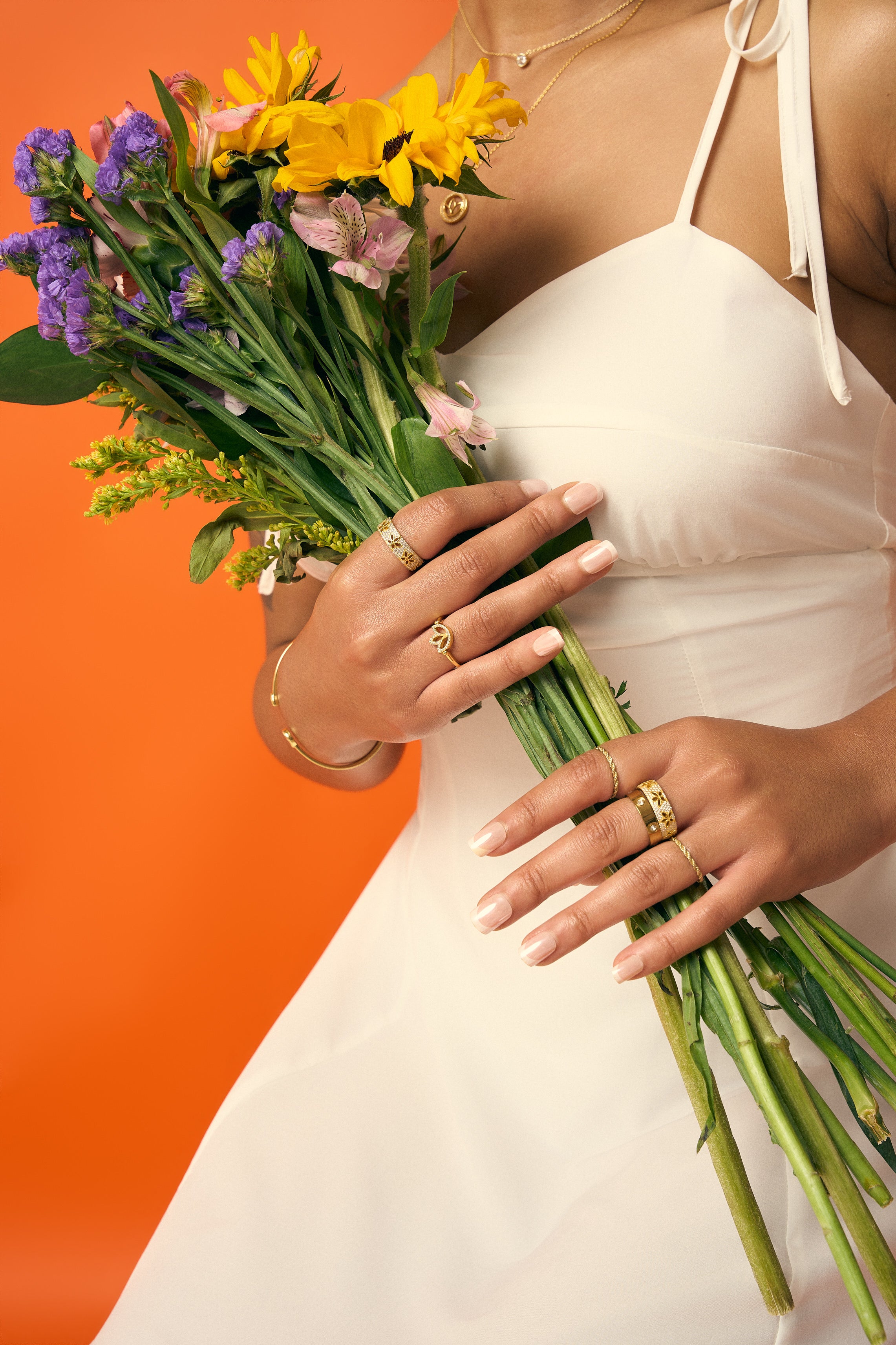 Golden Bloom Pavé Ring