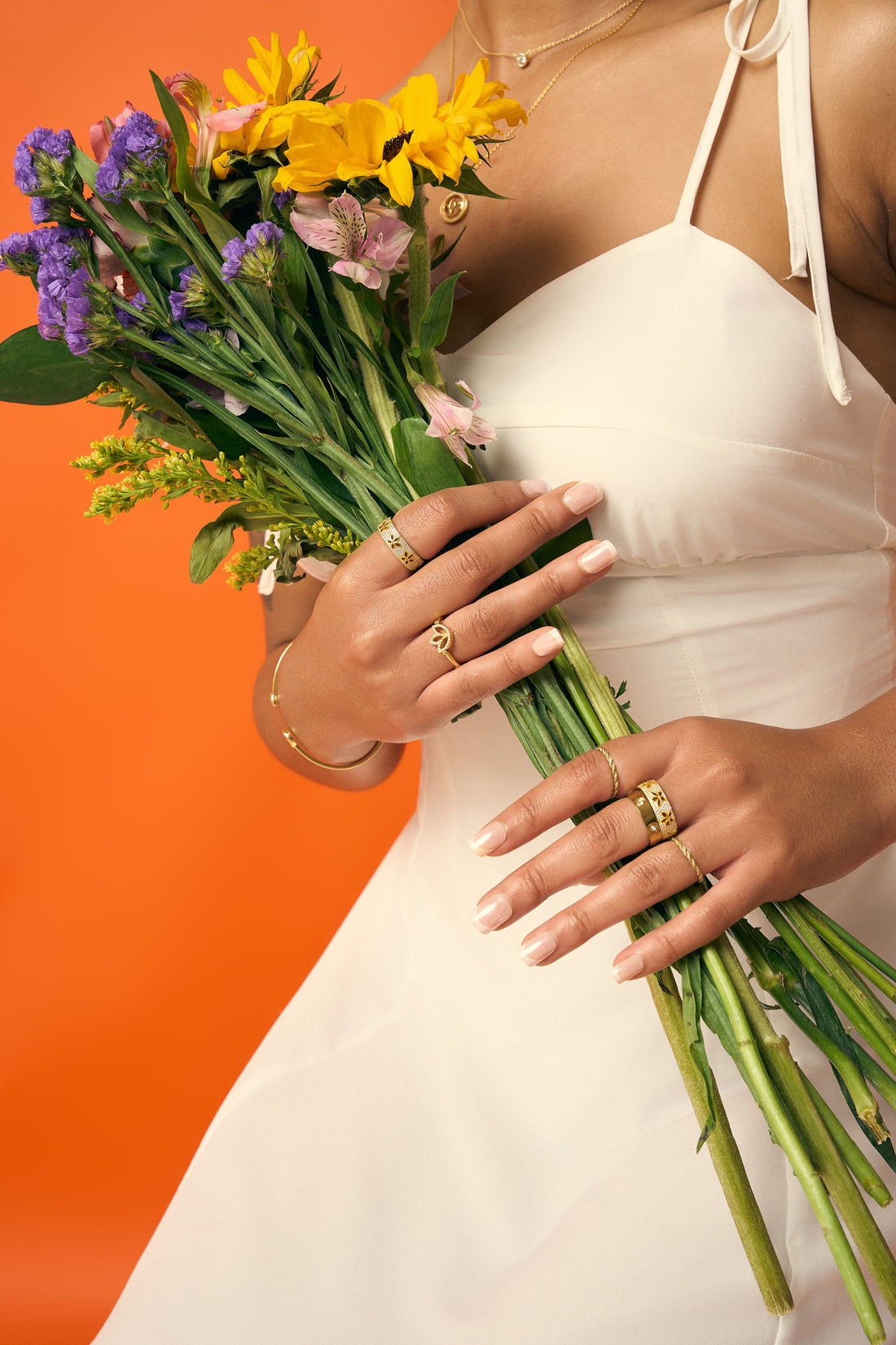 Golden Bloom Pavé Ring