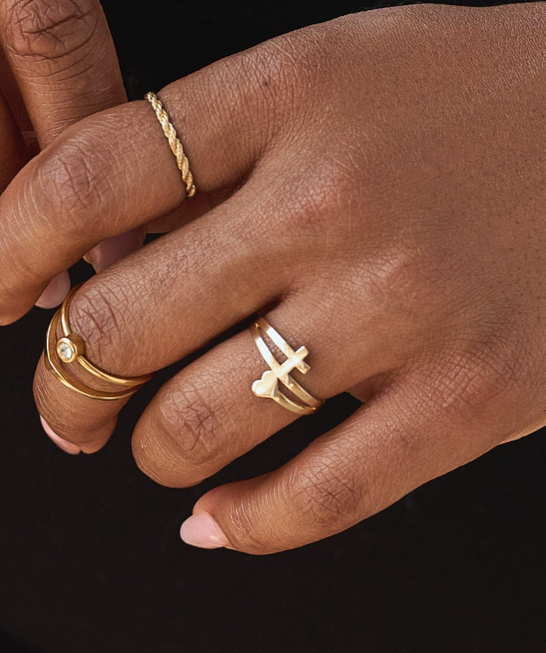 14k Solid Gold Twisted rope Ring